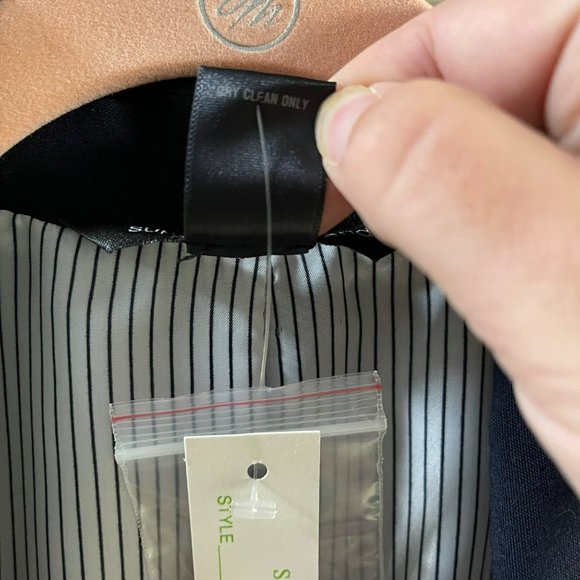 SUPPLY & DEMAND Navy Single Breasted School Boy Long Line Blazer Women L - Picture 7 of 13